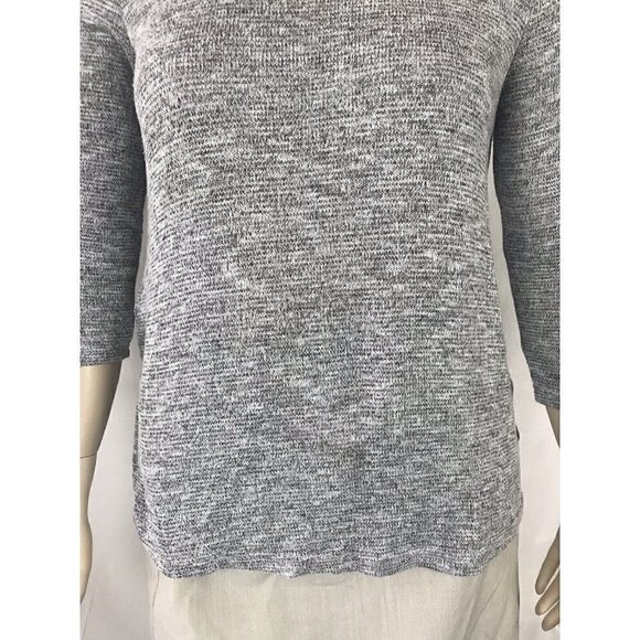 AB Studio Sweater Size L Gray Long Sleeve Split Back with Fabric Panel - Picture 3 of 8